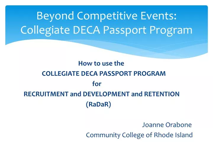 beyond competitive events collegiate deca passport program