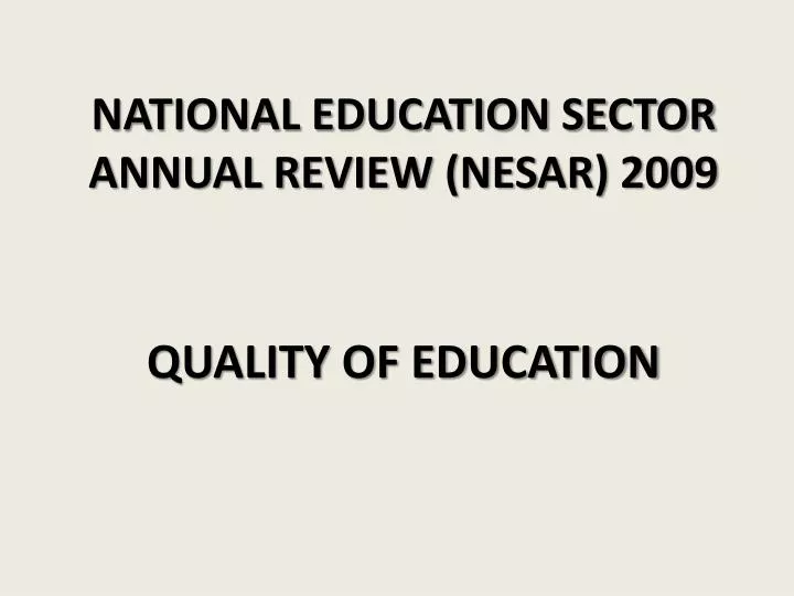 national education sector annual review nesar 2009