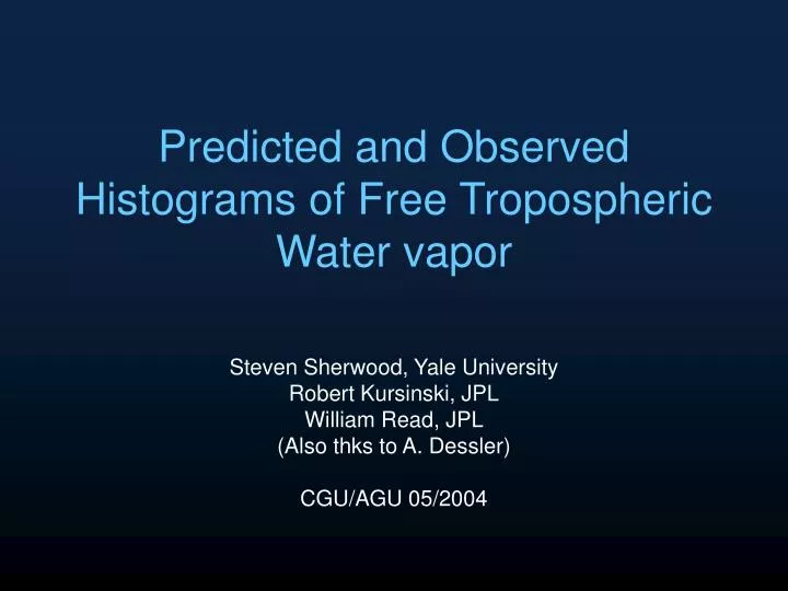 predicted and observed histograms of free tropospheric water vapor