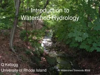 Introduction to Watershed Hydrology