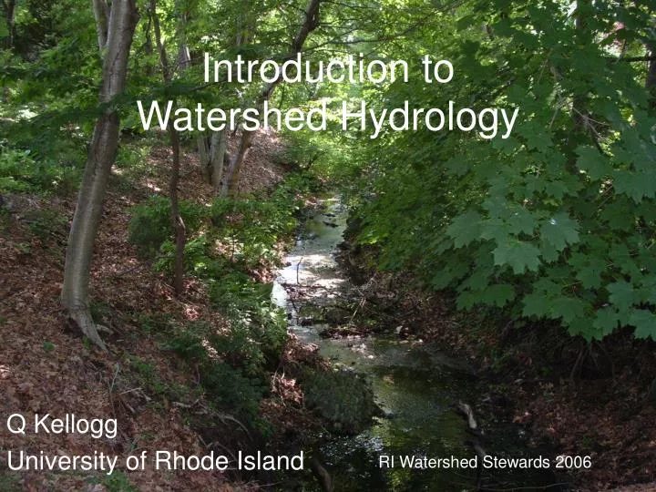 introduction to watershed hydrology