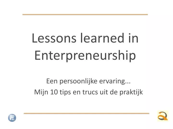 lessons learned in enterpreneurship