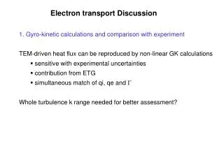 Electron transport Discussion