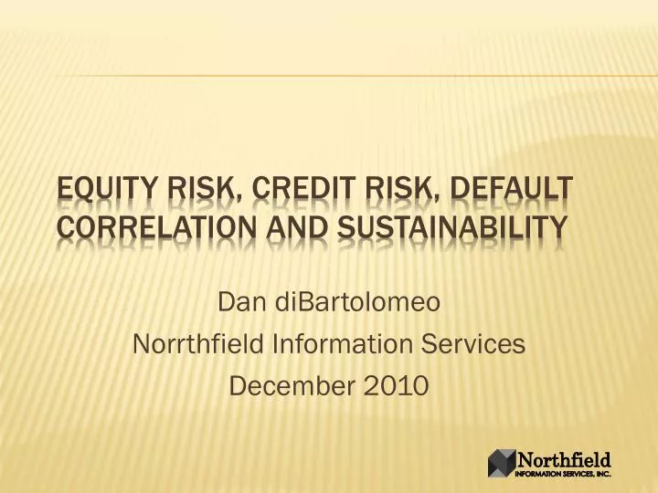 equity risk credit risk default correlation and sustainability