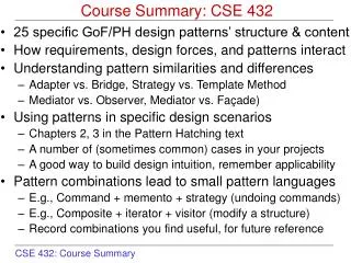 Course Summary: CSE 432