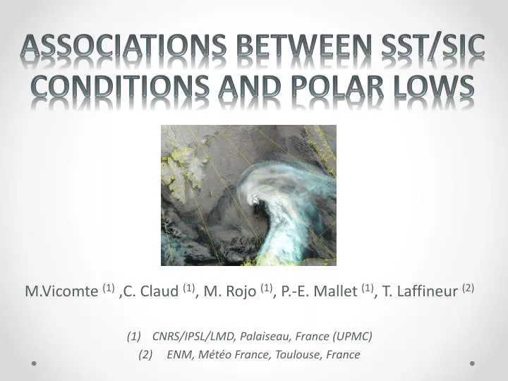 associations between sst sic conditions and polar lows