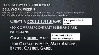 Create a double bubble map: -to compare/contrast plebeians and patricians Create a bubble map: