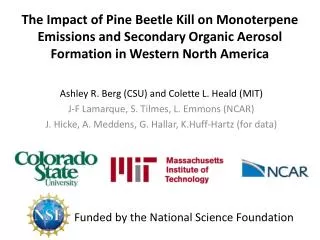 Ashley R. Berg (CSU) and Colette L. Heald (MIT) J-F Lamarque , S. Tilmes , L. Emmons (NCAR)