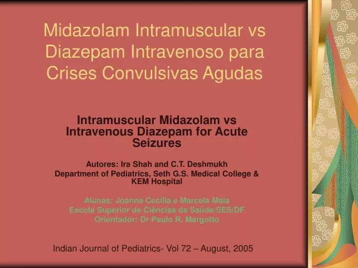 midazolam intramuscular vs diazepam intravenoso para crises convulsivas agudas