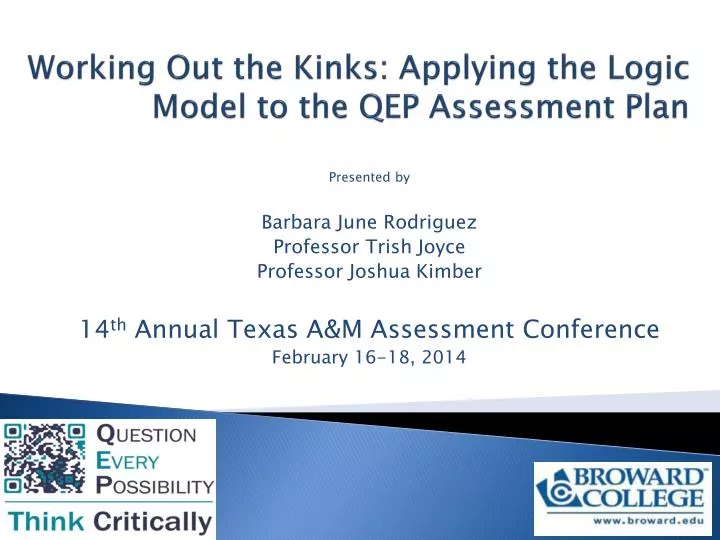 working out the kinks applying the logic model to the qep assessment plan