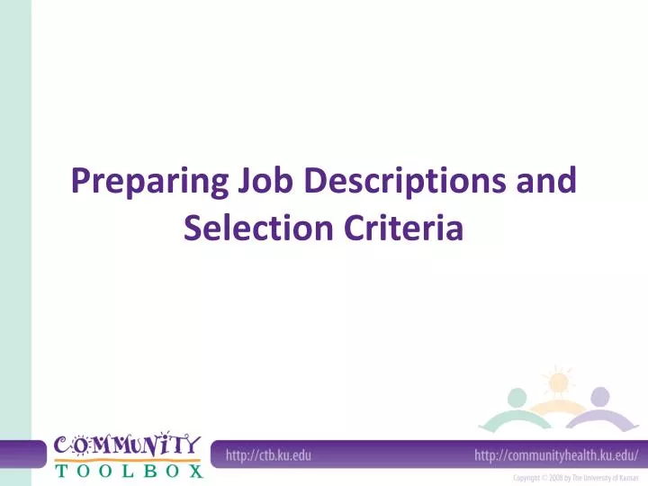 preparing job descriptions and selection criteria