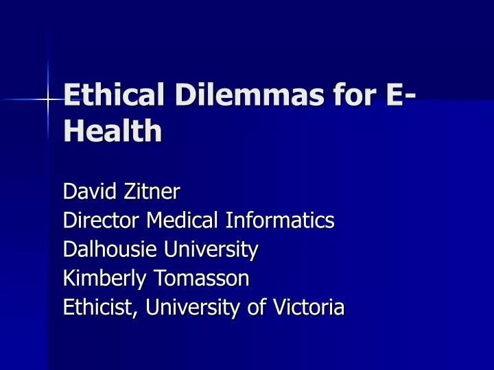 ethical dilemmas for e health