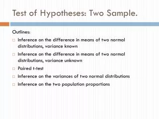Test of Hypotheses: Two Sample.