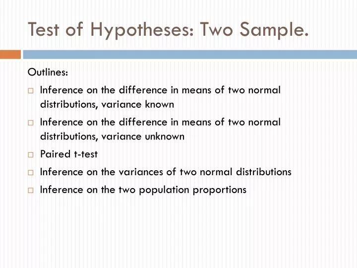 test of hypotheses two sample
