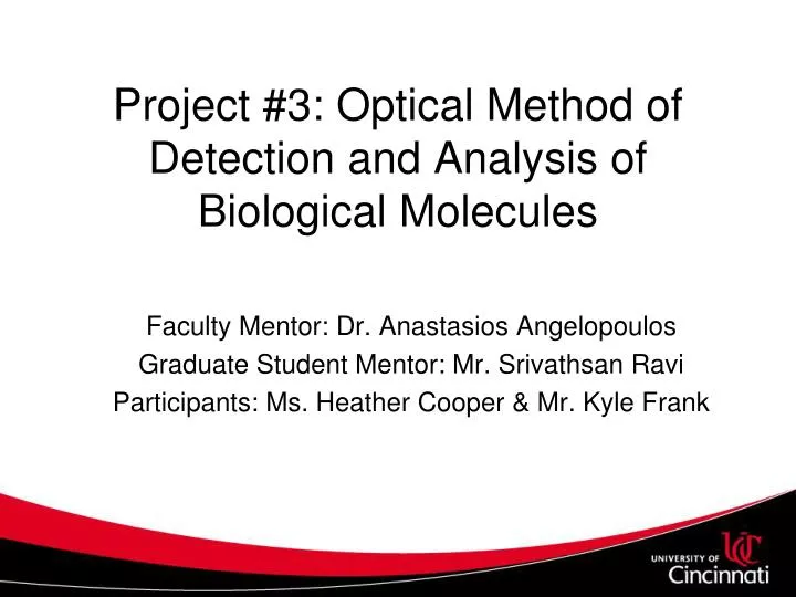 project 3 optical method of detection and analysis of biological molecules