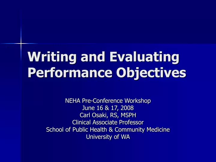 writing and evaluating performance objectives
