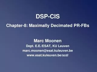 DSP-CIS Chapter-8: Maximally Decimated PR-FBs