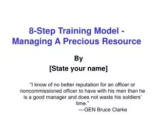 8-Step Training Model - Managing A Precious Resource