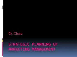 STRATEGIC PLANNING OF MARKETING MANAGEment