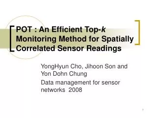 POT : An Efficient Top- k Monitoring Method for Spatially Correlated Sensor Readings