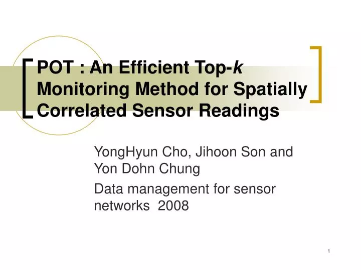 pot an efficient top k monitoring method for spatially correlated sensor readings