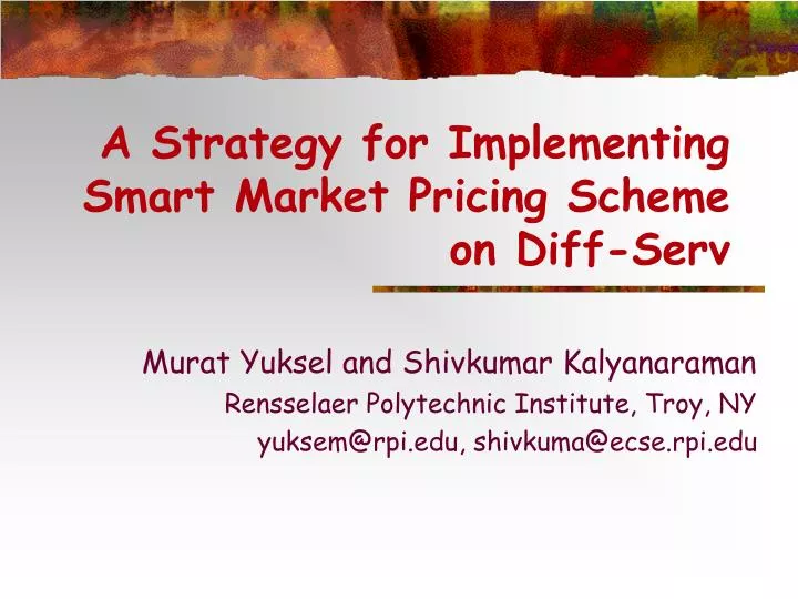 a strategy for implementing smart market pricing scheme on diff serv