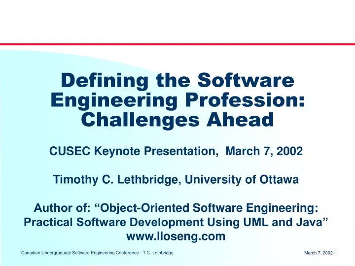defining the software engineering profession challenges ahead