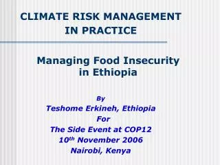 Managing Food Insecurity in Ethiopia