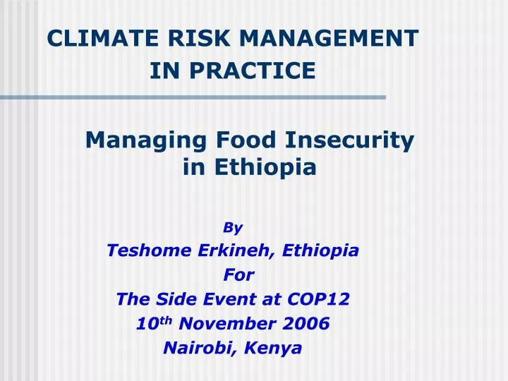managing food insecurity in ethiopia