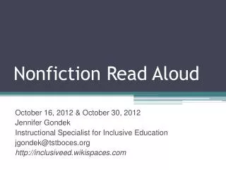 Nonfiction Read Aloud