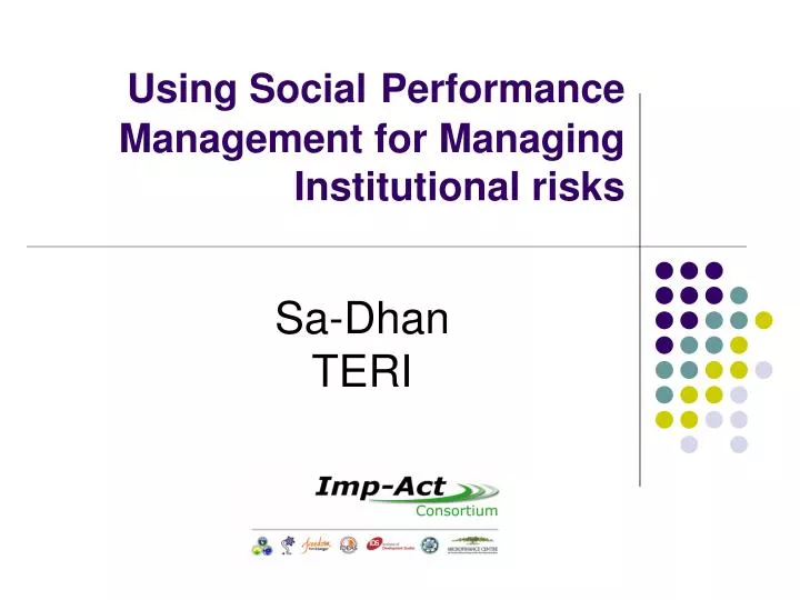 using social performance management for managing institutional risks