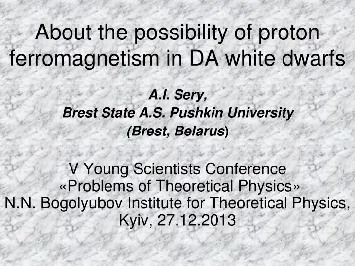 about the possibility of proton ferromagnetism in da white dwarfs