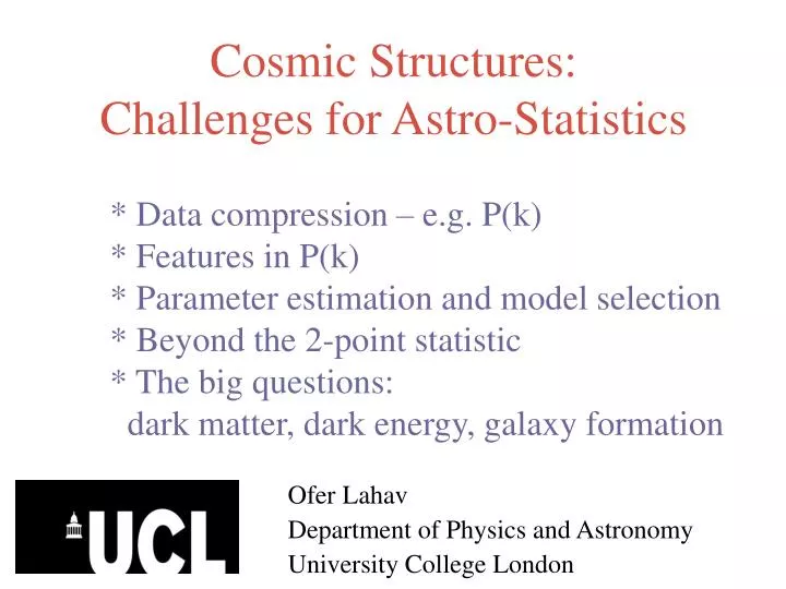cosmic structures challenges for astro statistics