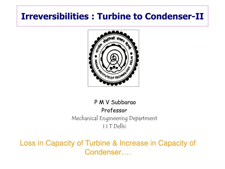 irreversibilities turbine to condenser ii