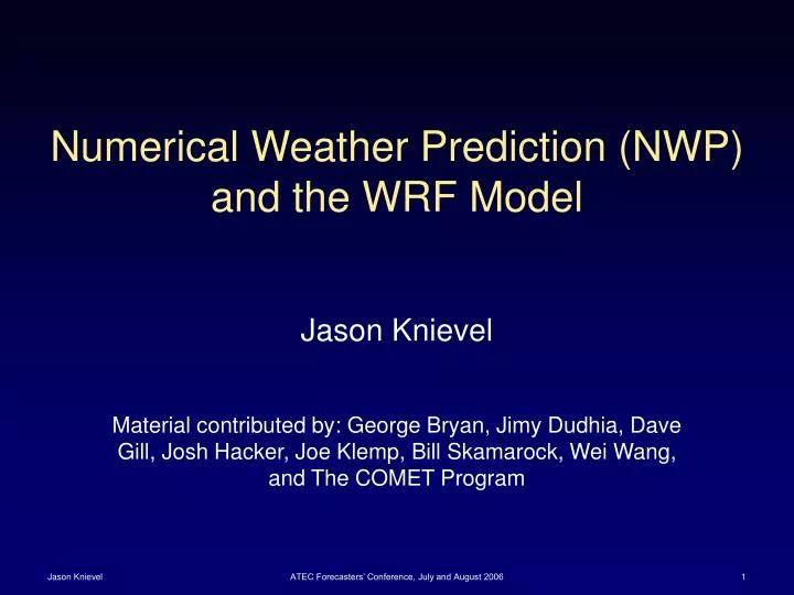 numerical weather prediction nwp and the wrf model
