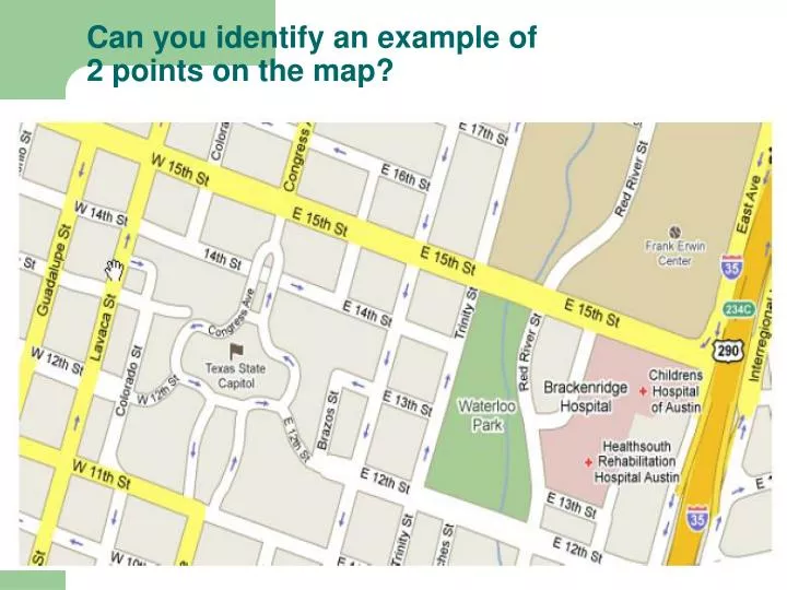 can you identify an example of 2 points on the map