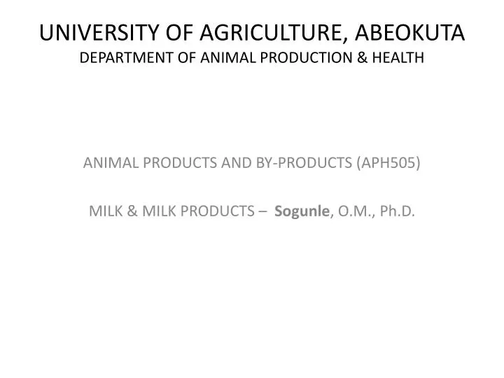 university of agriculture abeokuta department of animal production health