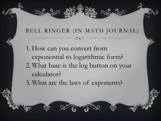 Bell Ringer (in Math Journal)