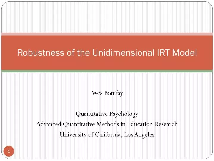 robustness of the unidimensional irt model
