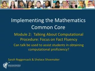 Implementing the Mathematics Common Core