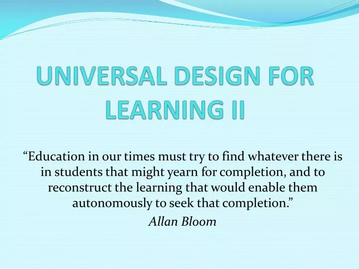 universal design for learning ii