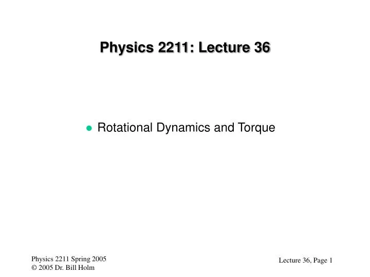 physics 2211 lecture 36