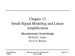 Chapter 13 Small-Signal Modeling and Linear Amplification