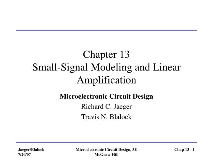 chapter 13 small signal modeling and linear amplification