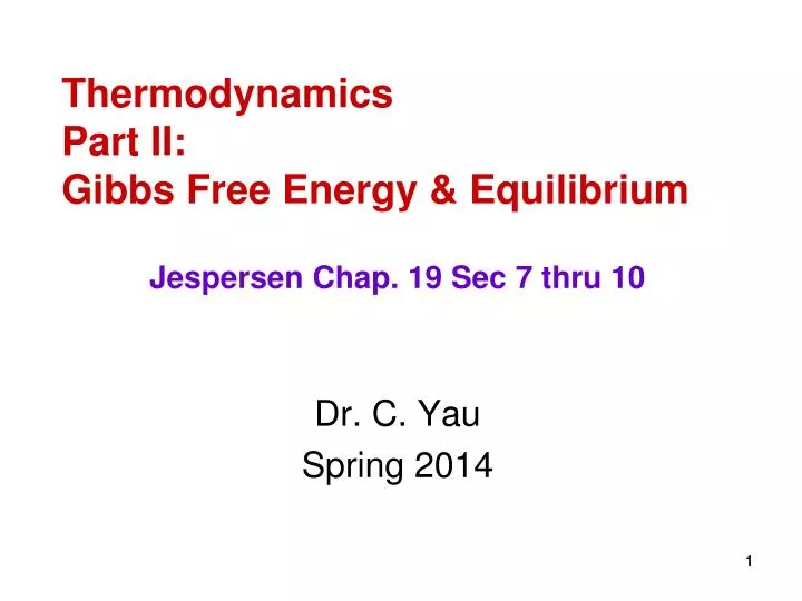 thermodynamics part ii gibbs free energy equilibrium