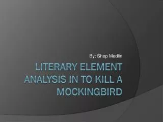 Literary Element analysis in to kill a mockingbird