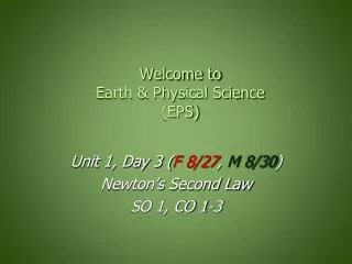 Welcome to Earth &amp; Physical Science (EPS)