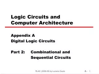 Logic Circuits and Computer Architecture