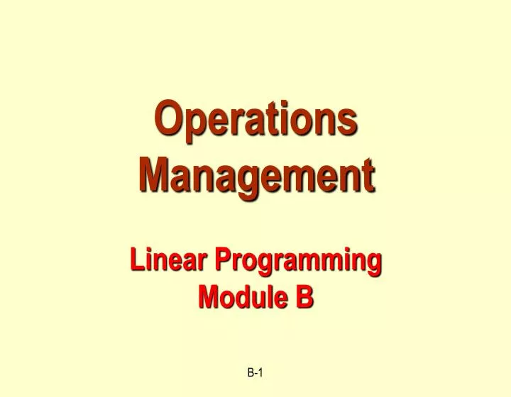 operations management linear programming module b