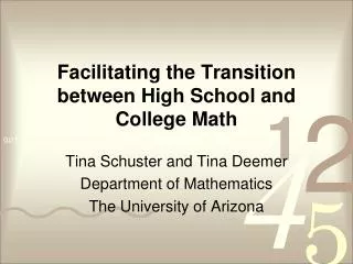 Facilitating the Transition between High School and College Math